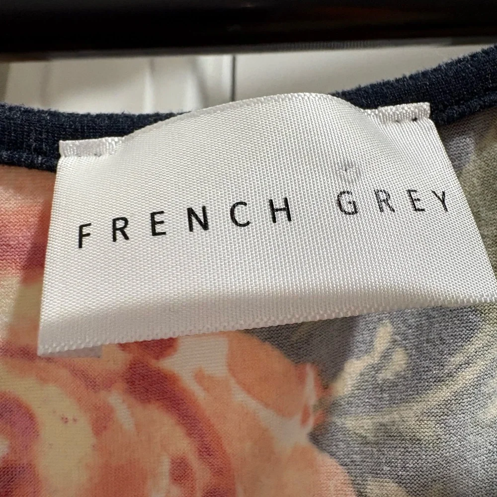 French Grey Navy Floral Mini Dress - Picture 3 of 4